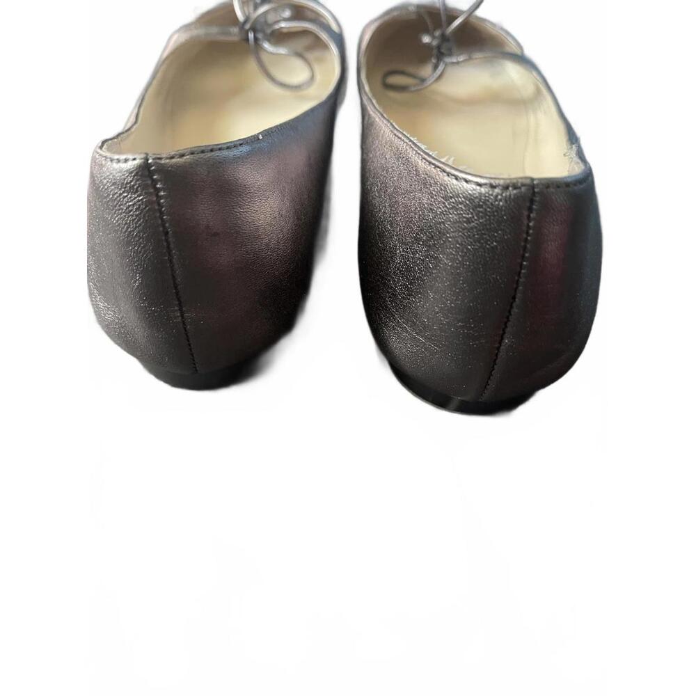 Cole Haan Metallic Pewter Leather Ballet Flats with Bow - Picture 3 of 4